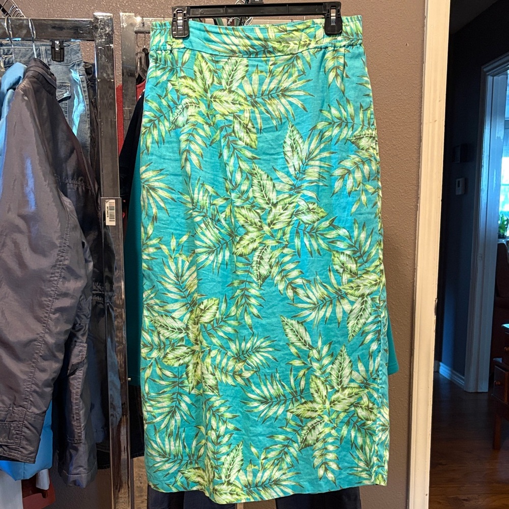 C&C California Green Leaf Print Midi Skirt